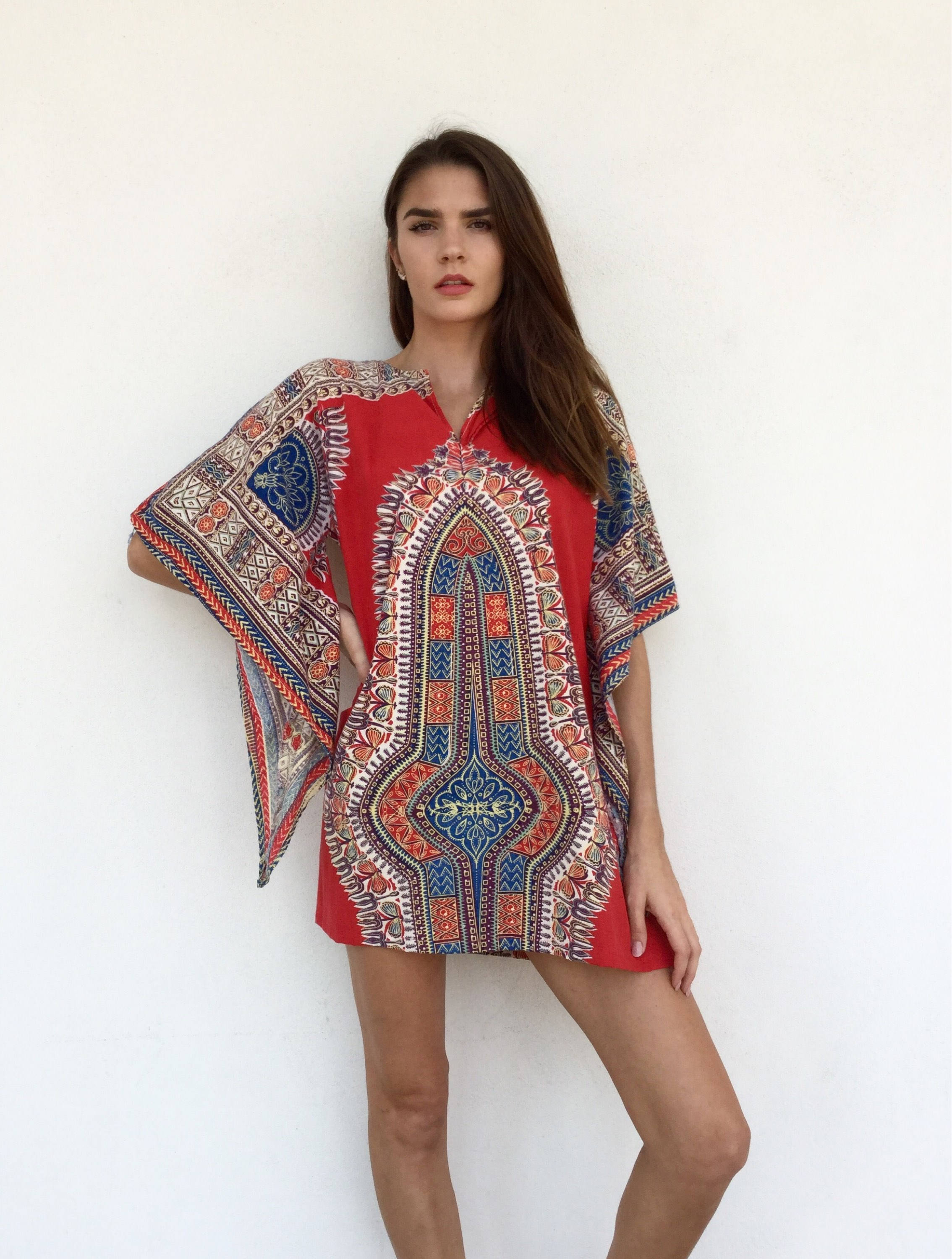 70s Hippie Boho Dashiki Woodstock Era Tunic