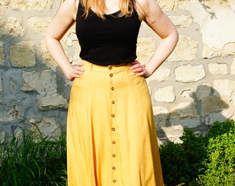 Long viscose light sunflower skirt