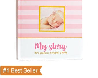 First Year Baby Memory Book for Girls | Life's Precious Moments & Firsts | First Five Years Baby Journal | Pink