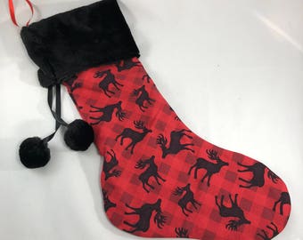Christmas stocking - Reindeer plaid