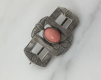 Silver Pin with Coral