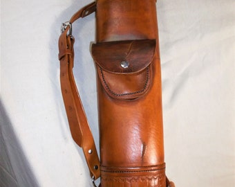 Brown Leather Quiver Right side reverse draw
