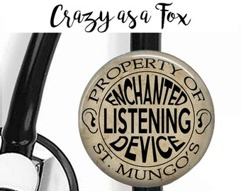 Enchanted Listening Device Stethoscope ID Tag, St Mungo's Badge Reel, Badge Reel, Lanyard, Nurse, RN, Doctor, Harry Potter inspired