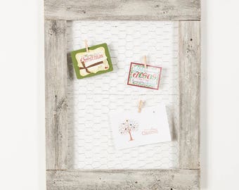 Barnwood Picture Frame Chicken Wire Photo Display | 27 x 23 Inch - Whitewash
