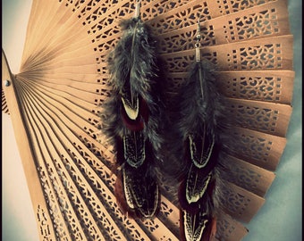 Tribal Boho Feather Earrings, Festival Wear, Everyday Wear