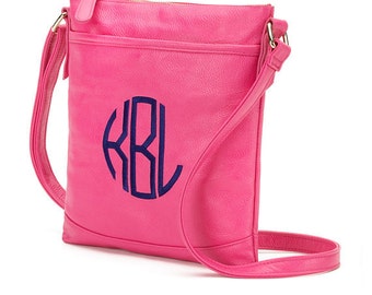 Monogram Hot Pink Leatherlike Crossbody Bag