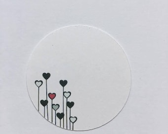 Round label "hearts stems" 12 pcs