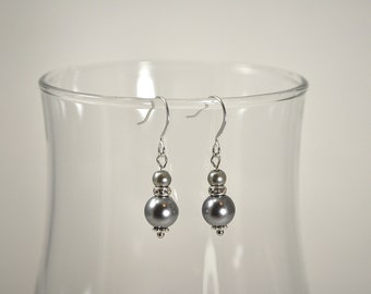 Pewter Pearl Bridesmaid Earrings