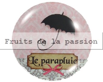 1 cabochon 25mm round glass, tales, fairy tale