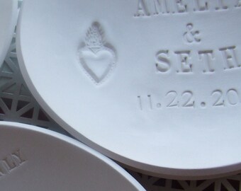 large CUSTOM heirloom bowl-name and date commemorative text - for wedding, anniversary, or baby by Paloma's Nest