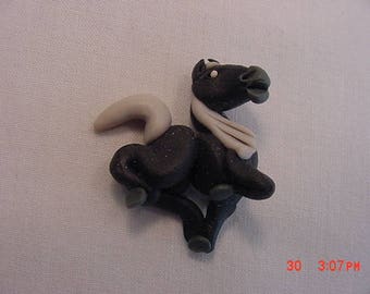 Vintage Black Horse Brooch 17 - 551