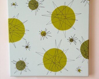 Mid Century Modern Wall art Atomic 1950s starburst painting