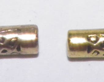 ON SALE Gold Metal Cylinder Beads