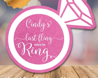 Bachelorette party tags (Set of 12)/ Bachelorette Stickers/ Personalized tags/ Last fling stickers/ Favor tags/ Foil tags