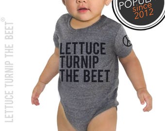 lettuce turnip the beet ® trademark brand OFFICIAL SITE - gray heather bodysuit - seen in Pregnancy and Newborn magazine - funny baby gift