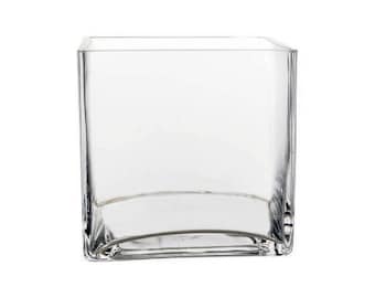 12-Pack Clear Square Cube Glass Vase 5 Inch 5" X 5" X 5" (FREE SHIPPING)