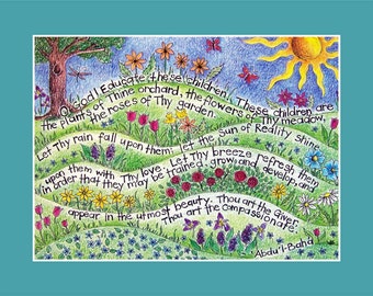 art print of Bahai Prayer for children