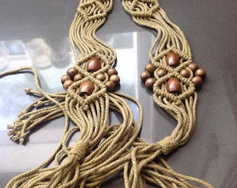 Belt, macramé, tie belt, sage
