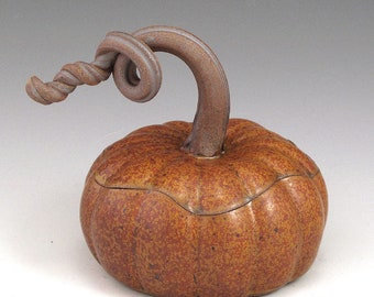 Pumpkin Jar, Handmade, Pottery, Stoneware, John Bauman SHIPPING INCLUDED
