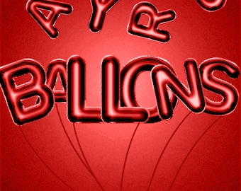 Red Ballon Letters, Red Valentine Clipart, Red Balloon Alphabet, Alphabet Clip Art, Digital Alphabet, Red Clipart Letters, Commercial Use