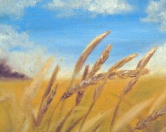 Wheat Field Painting -- Fine Art Print -- Wheat Field Art -- Country Art -- Country Painting -- Farmhouse Decor -- Fall Art -- Fall Painting