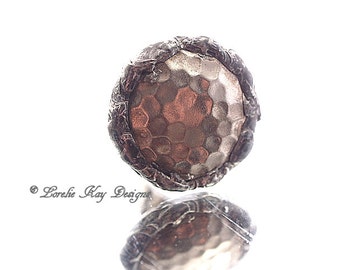 Soldered Hammered Metal Ring Fine Silver Plated Lorelie Kay Designs