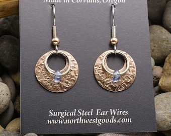 Copper dangle earrings surgical steel ear wires