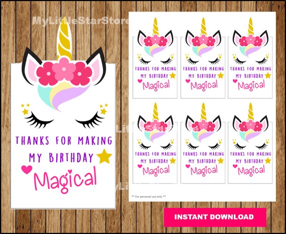 unicorn thank you tags printable unicorn tags unicorn party