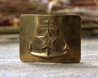 Soviet military belt buckle Soviet army uniform badge Navy buckle Anchor decor Steampunk clothing gift for him Buckle vintage Nautical decor