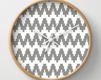 Gray Zigzag Wall Clock 10 inch Diameter