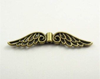Ladybug wings 52 * 10 mm set of 2 silver colored charms.