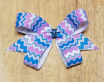 Small Chevron Hair Bows - Blue/Purple Chevron Hair Bows