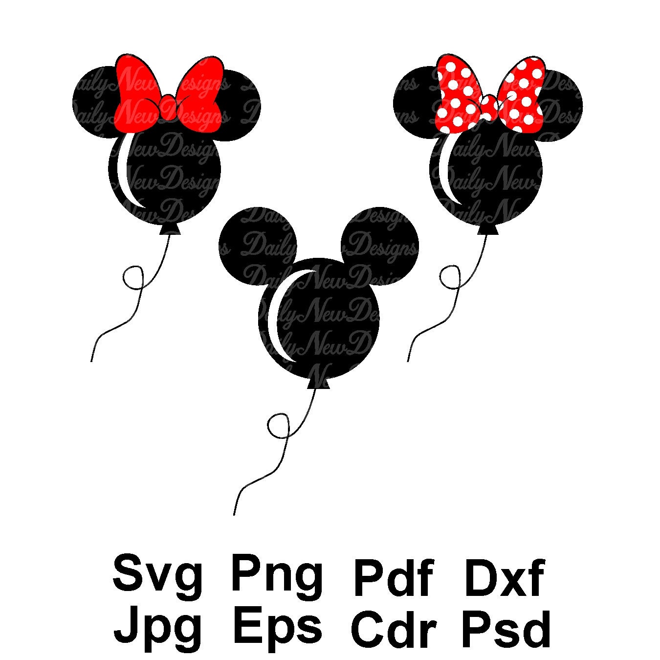 Download Mickey Mouse Minnie Balloons 3-for-1 SVG Disney Balloons