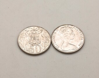 Australian Old Silver Coins, Vintage Original 50 Cents Silver 80% Coin 1966, Collectors Coins Gift, Old Coin Collection, Queen Elizabeth II