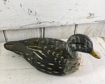Wooden duck decoy monkey wood duck hand painted figurine vintage