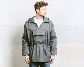 Mens 80s SKI JACKET . Vintage Smock Coat Snowboarding Jacket Parka Jacket 1980s Sportswear Activewear Grey Outerwear . size Large L