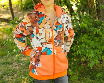 All Over Patterned Fox Hoodie