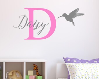 Personalised Hummingbird Wall Sticker Wall Decal Childrens Kids Nursery Bedroom Playroom Vinyl