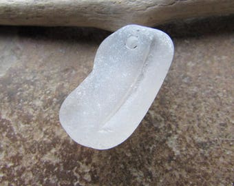 Large White Beach Glass MILK BOTTLE RIM Sea Glass Pendant