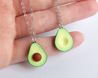 Green avocado friendship necklace pendant bff necklace best friend charm avocado accessoiries healthy food miniature bff gift present