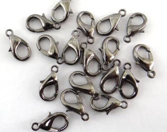 lot 10 clasps color black 12 x 8 mm