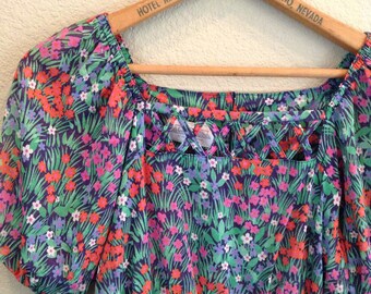 Vintage 70s Georges of Collins St. Floral print dress ~ bohemian ~ prairie ~ Australian