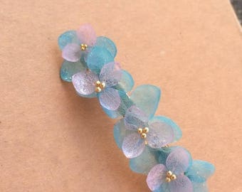 Real Preserved Hydrangae Flower Barrette (Blue vs Pink)