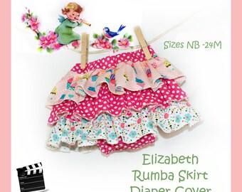 Diaper Cover Rumba Skirt Easy PDF Sewing Pattern Video Tutorial Baby Toddler Nappy Beginner NB 3 6 9 12 18 24 months