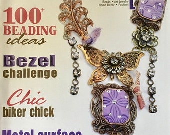 ON SALE Bead Unique Magazine 100 Plus Beading Ideas Bezel Challenge Lampwork Beads from Recycled Glass Chic Biker Chick Metal August 2011