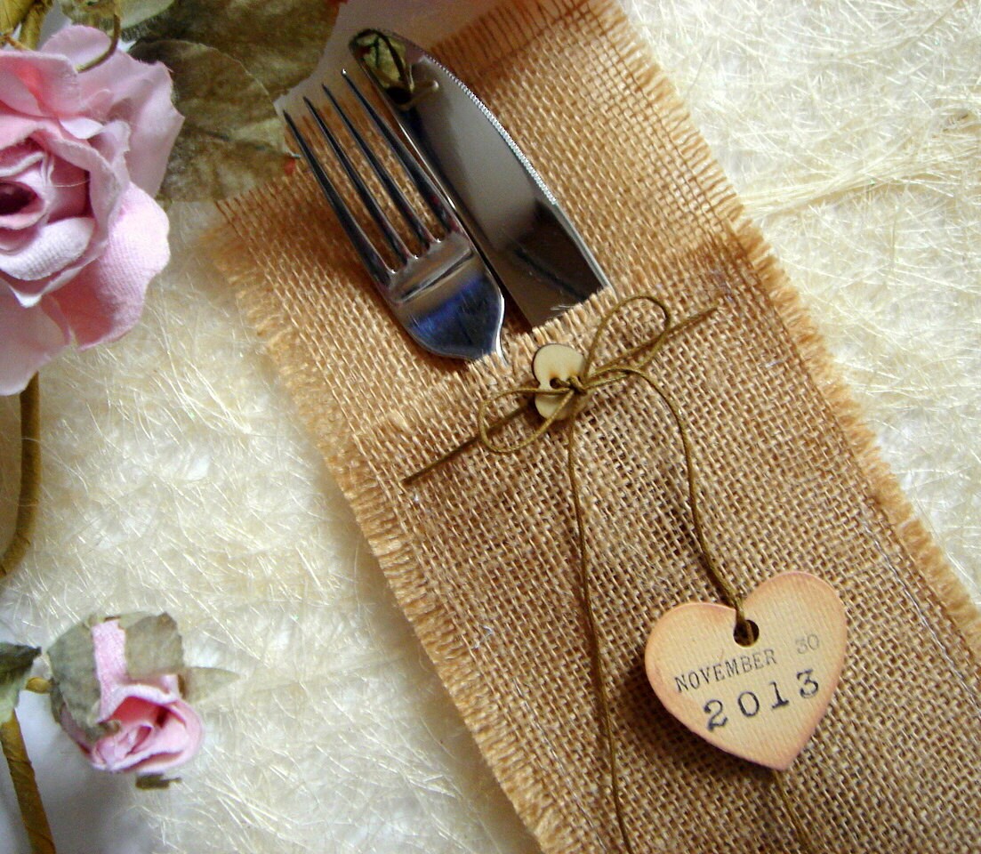 Burlap Flatware Holders Wedding Table Setting Rustic