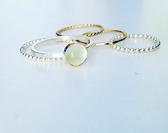 Prehnite Stacking Ring set