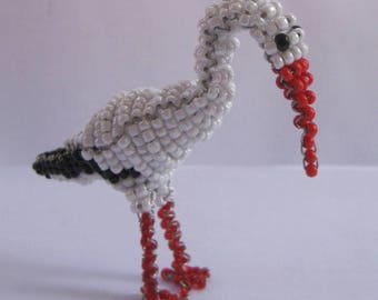 Miniature Stork seed beads and copper wire