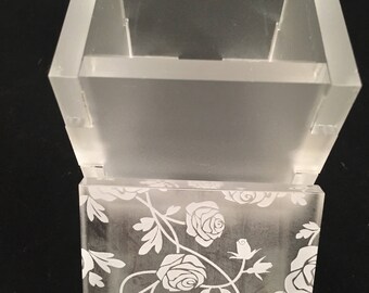 Acrylic Stitch and Progress Marker Box - Frosted Clear or Hot Pink