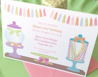 Candyland invitation, candy land birthday, candy birthday invitation, candy land invitation, candy shoppe invitation, sweet shop birthday